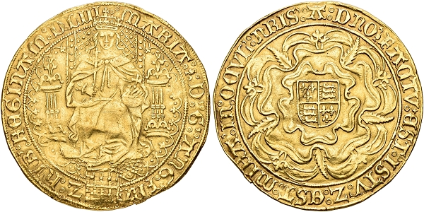 Mary, 1553-1554. Fine sovereign 1553, Tower Mint. 
