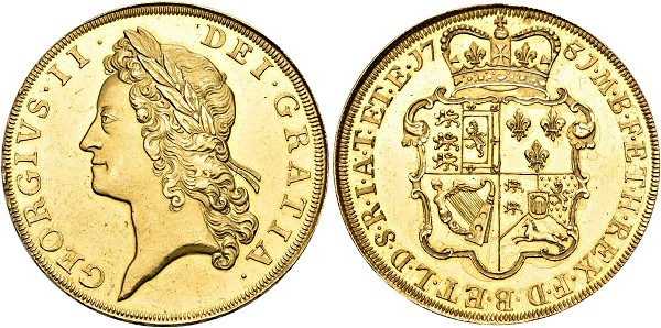George II. 1727-1760. Proof 5 Guineas 1731, London.