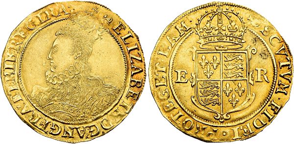 Elizabeth I. 1558-1603. Gold 1 Pound n. d. (1595-1598), Tower Mint.