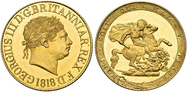 George III. 1760-1820. Proof Sovereign 1818, London.