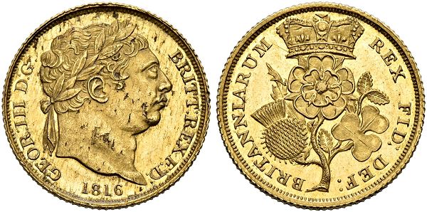 George III. 1760-1820. Pattern Half sovereign 1816, London.