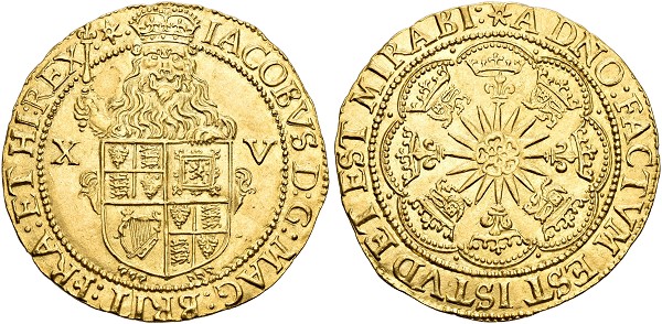James I. 1603-1625. Spur Ryal n. d. (1619-1620), Tower Mint.