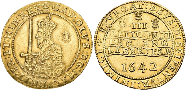 Charles I. 1625-1649. Triple Unite 1642, Oxford.