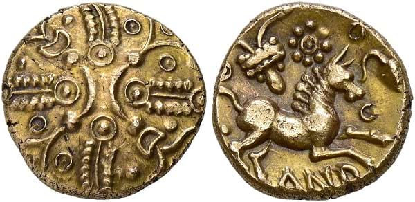 North Thames Region. Catuvellauni / Andoco, 20-1 BC. Gold Stater.
