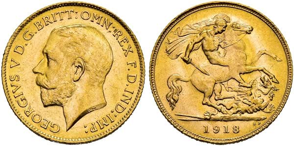 George V. 1910-1936. Half Sovereign 1918 P, Perth.