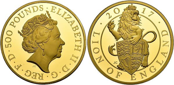 Elizabeth II. 1952-2022. Proof 500 Pounds 2017, Royal Mint Llantrisant.